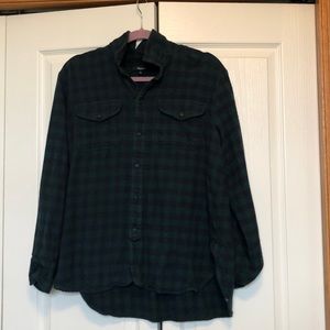 Madewell Green Blue Buffalo Check Button Down Top